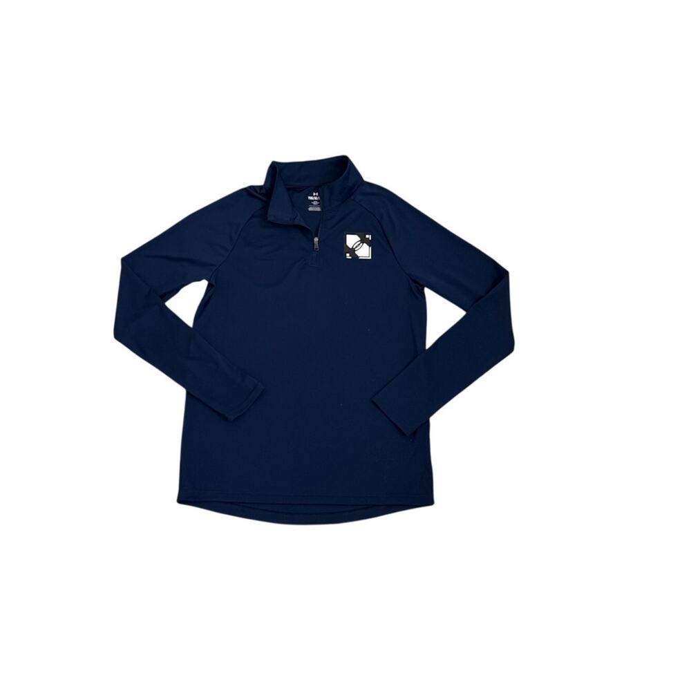 Under Armour Logo Quarter Zip Navy Blue Long Sleeve Shirt Youth Large (14/16)